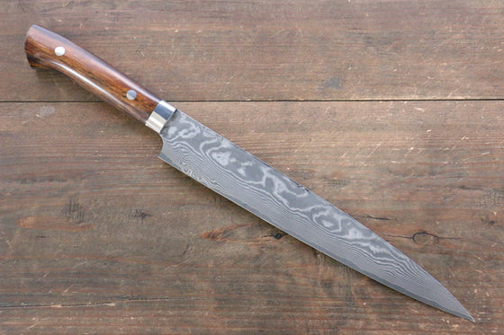 Takeshi Saji R2/SG2 Black Damascus Sujihiki Japanese Knife 240mm Ironwood Handle - Japanny - Best Japanese Knife