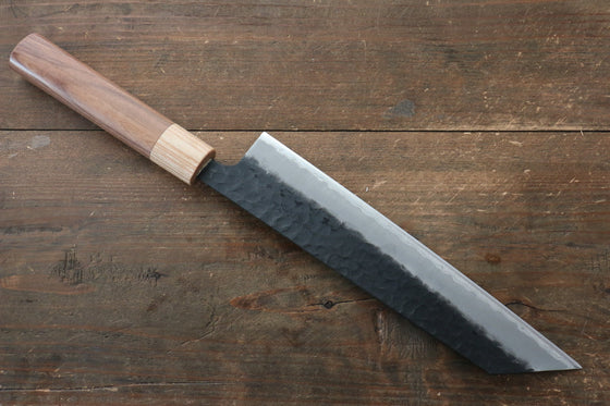 Seisuke Kokubyaku Blue Super Hammered Kurouchi Kiritsuke Gyuto 210mm Morado Handle - Japanny - Best Japanese Knife