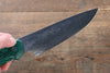 Takeshi Saji Coreless Mirrored Finish Small Santoku Japanese Knife 130mm Green Turquoise (Nomura Style) Handle - Japanny - Best Japanese Knife