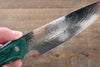 Takeshi Saji Coreless Mirrored Finish Small Santoku Japanese Knife 130mm Green Turquoise (Nomura Style) Handle - Japanny - Best Japanese Knife