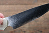 Takeshi Saji Coreless Mirrored Finish Small Santoku  130mm Cow Bone Handle - Japanny - Best Japanese Knife