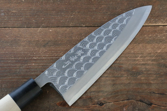Sakai Takayuki Kasumitogi White Steel Seigaiha engraving Deba - Japanny - Best Japanese Knife