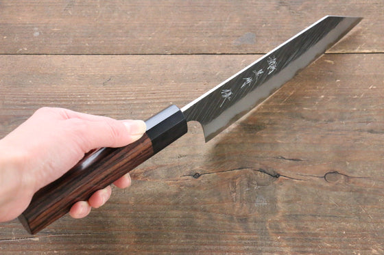 Yu Kurosaki Fujin Blue Super Hammered Bunka Japanese Knife 165mm Shitan Handle - Japanny - Best Japanese Knife
