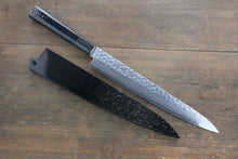  Sakai Takayuki AUS-10 45 Layer Damascus Hammered Sujihiki Japanese Chef Knife 240mm Silver Dots Lacquered Handle With Saya - Japanny - Best Japanese Knife