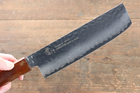 Sakai Takayuki VG10 33 Layer Damascus Nakiri  160mm Live oak Lacquered (Seiren) Handle - Japanny - Best Japanese Knife