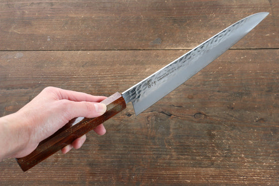 Sakai Takayuki VG10 33 Layer Damascus Gyuto Japanese Knife 240mm Live oak Lacquered (Seiren) Handle - Japanny - Best Japanese Knife