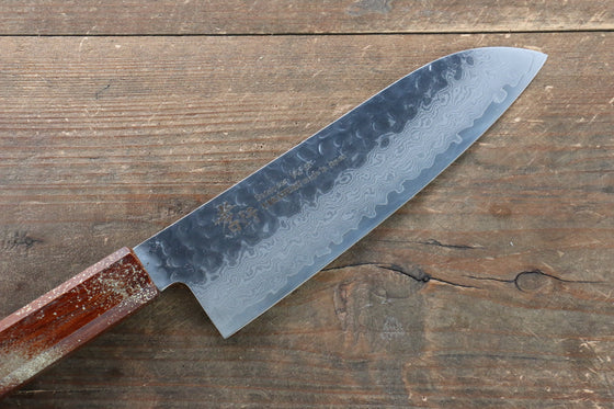 Sakai Takayuki VG10 33 Layer Damascus Santoku 170mm Live oak Lacquered (Seiren) Handle - Japanny - Best Japanese Knife