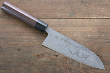  Kanetsune Blue Steel No.2 Damascus Santoku  165mm Shitan Handle - Japanny - Best Japanese Knife