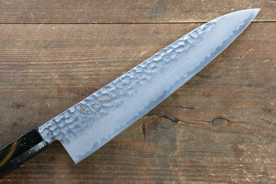 Sakai Takayuki VG10 33 Layer Damascus Gyuto Japanese Knife 240mm Live oak Lacquered (Saiu) Handle - Japanny - Best Japanese Knife