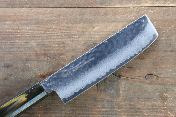 Sakai Takayuki VG10 33 Layer Damascus Nakiri 160mm Live oak Lacquered (Saiu) Handle - Japanny - Best Japanese Knife
