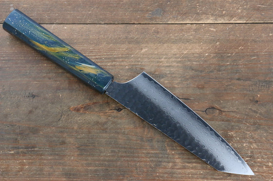 Sakai Takayuki VG10 33 Layer Damascus Kengata Santoku 160mm Live oak Lacquered (Saiseki) Handle - Japanny - Best Japanese Knife