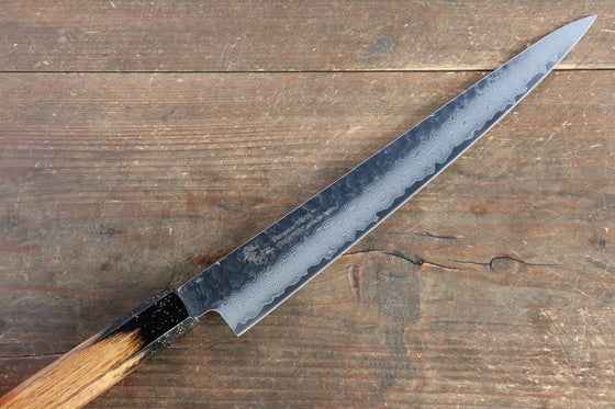 Sakai Takayuki VG10 33 Layer Damascus Sujihiki Japanese Knife 240mm Live oak Lacquered (Kokushin) Handle - Japanny - Best Japanese Knife