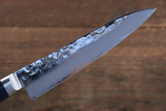 Seisuke Seiun VG10 33 Layer Damascus Petty-Utility 135mm Blue Pakka wood Handle with Sheath - Japanny - Best Japanese Knife