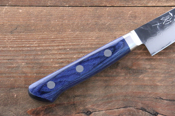 Seisuke Seiun VG10 33 Layer Damascus Petty-Utility  135mm Blue Pakka wood Handle with Sheath - Japanny - Best Japanese Knife