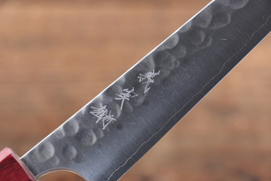 Yoshimi Kato Silver Steel No.3 Hammered Petty Japanese Chef Knife 150mm with Red Honduras Handle - Japanny - Best Japanese Knife