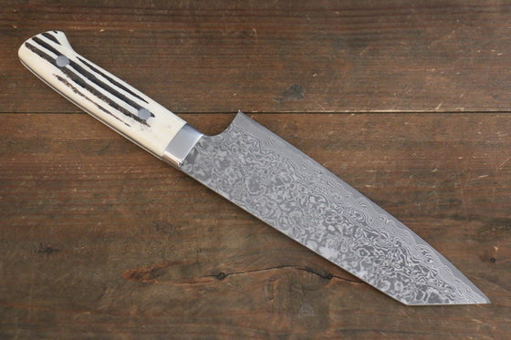 Takeshi Saji R2/SG2 Black Damascus Bunka 180mm Cow Bone Handle - Japanny - Best Japanese Knife
