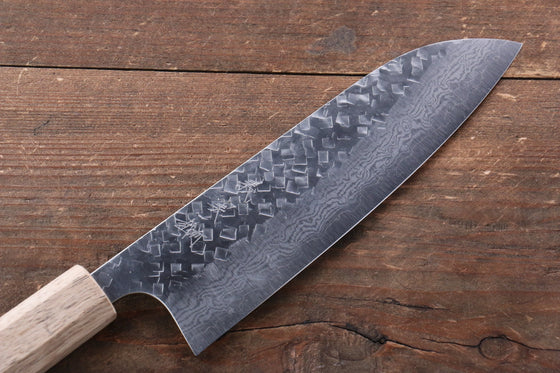 Yoshimi Kato VG10 Hammered Damascus Santoku 165mm with Black Persimmon Handle - Japanny - Best Japanese Knife