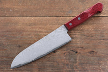  Nao Yamamoto VG10 Black Damascus Santoku  180mm Red Pakka wood Handle - Japanny - Best Japanese Knife