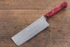 Nao Yamamoto SPG2 Damascus Migaki Finished Nakiri  165mm Red Pakka wood Handle - Japanny - Best Japanese Knife