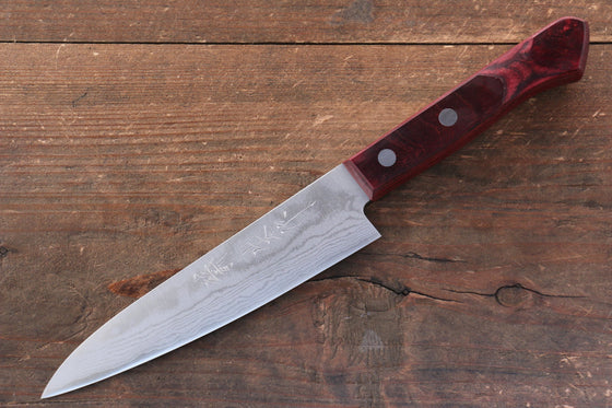 Nao Yamamoto VG10 Damascus Petty-Utility Japanese Knife 135mm Red Pakka wood Handle - Japanny - Best Japanese Knife