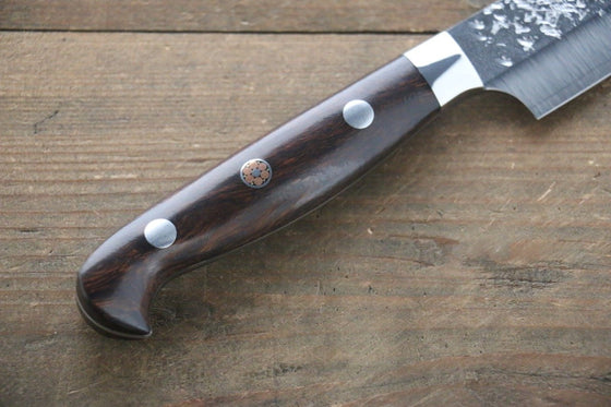 Yu Kurosaki Shizuku R2/SG2 Hammered Petty Japanese Chef Knife 130mm with Iron Wood Handle - Japanny - Best Japanese Knife