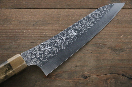 Yu Kurosaki R2/SG2  Hammered Small Santoku Japanese Chef Knife 160mm with lacquered Handle - Japanny - Best Japanese Knife