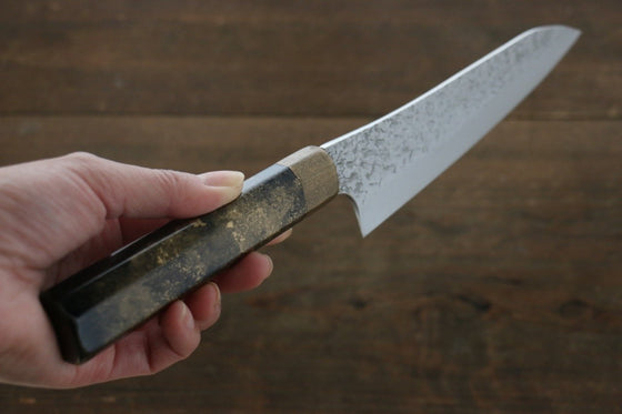 Yu Kurosaki R2/SG2  Hammered Small Santoku Japanese Chef Knife 160mm with lacquered Handle - Japanny - Best Japanese Knife