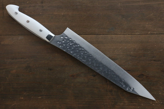 Yu Kurosaki R2/SG2 Hammered Kiritsuke Gyuto Japanese Chef Knife 240mm with White Stone Handle - Japanny - Best Japanese Knife