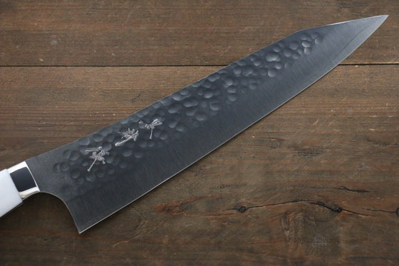 Yu Kurosaki R2/SG2 Hammered Kiritsuke Gyuto Japanese Chef Knife 240mm with White Stone Handle - Japanny - Best Japanese Knife