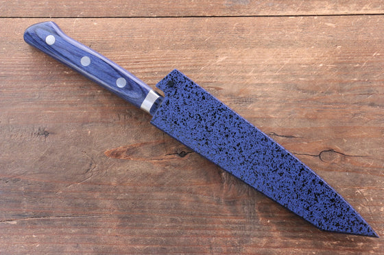 Seisuke Aotsuchi AUS10 Hammered Kiritsuke Petty-Utility  140mm Blue Pakka wood Handle with Sheath - Japanny - Best Japanese Knife