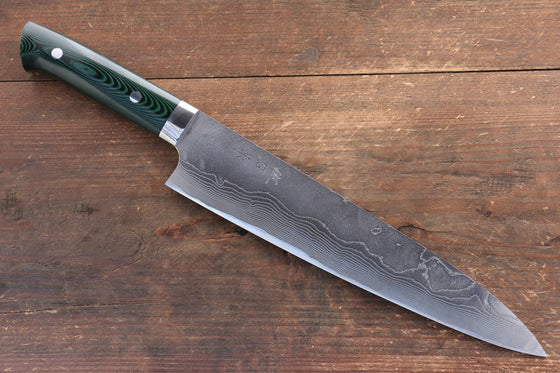 Takeshi Saji VG10 Diamond Finish Damascus Gyuto  240mm Green Micarta Handle - Japanny - Best Japanese Knife