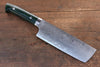 Takeshi Saji VG10 Diamond Finish Damascus Nakiri 165mm Green Micarta Handle - Japanny - Best Japanese Knife