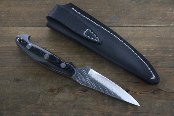 Yu Kurosaki Fujin VG10 Damascus Hunter knife Japanese Chef Knife 100mm Black Micarta handle with Saya - Japanny - Best Japanese Knife