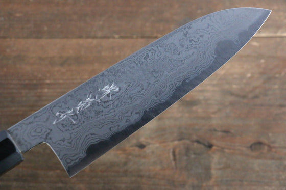 Kikumori Blue Steel No.1 Damascus Santoku 180mm with Magnolia Handle - Japanny - Best Japanese Knife