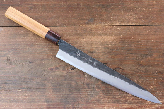 Yu Kurosaki Fujin Blue Super Hammered Sujihiki  240mm Keyaki (Japanese Elm) Handle - Japanny - Best Japanese Knife