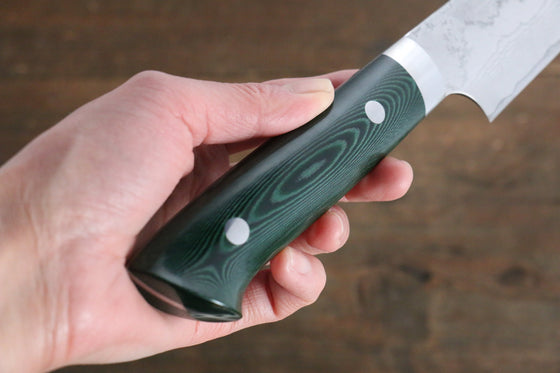 Takeshi Saji VG10 Diamond Finish Damascus Sujihiki  240mm Green Micarta Handle - Japanny - Best Japanese Knife