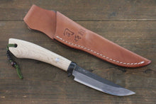  Tsukasa Hinoura Blue Steel Kurouchi Hunter Knife 105mm with Oak Handle - Japanny - Best Japanese Knife