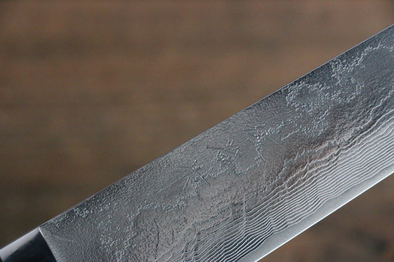 Takeshi Saji VG10 Diamond Finish Damascus Sujihiki Japanese Knife 240mm Green Micarta Handle - Japanny - Best Japanese Knife