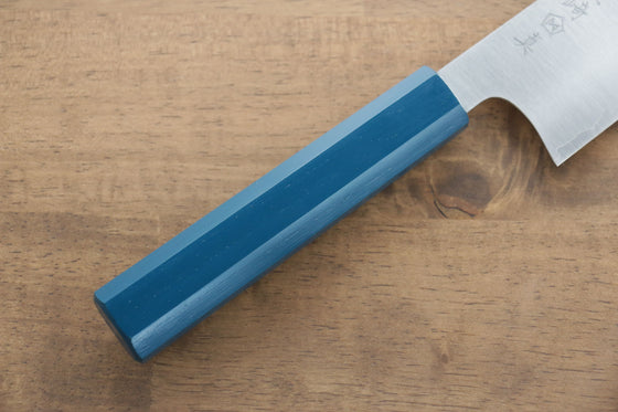 Makoto Kurosaki SPG2 Migaki Finished Santoku 170mm Blue Lacquered Handle - Japanny - Best Japanese Knife