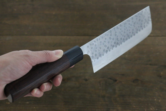 Yoshimi Kato Silver Steel No.3 Hammered Nakiri Japanese Chef Knife 165mm - Japanny - Best Japanese Knife