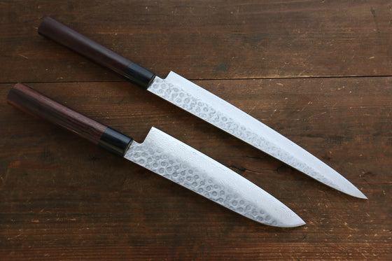 Sakai Takayuki 45 Layer Damascus Japanese Chef's Knife Sujihiki 240mm & Santoku 180mm Set with Shitan Handle - Japanny - Best Japanese Knife