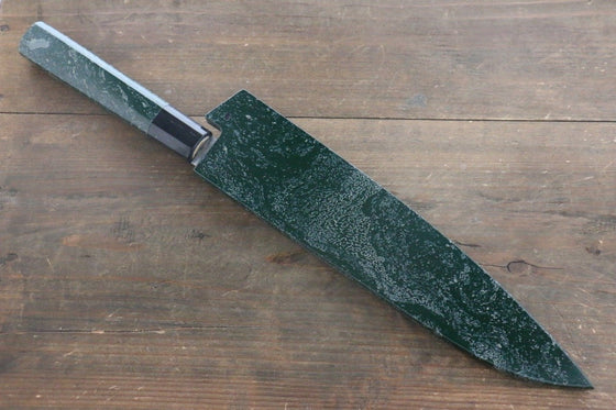 Sakai Takayuki AUS10 45 Layer Damascus Hammered Gyuto 240mm Green Lacquered Handle with Sheath - Japanny - Best Japanese Knife