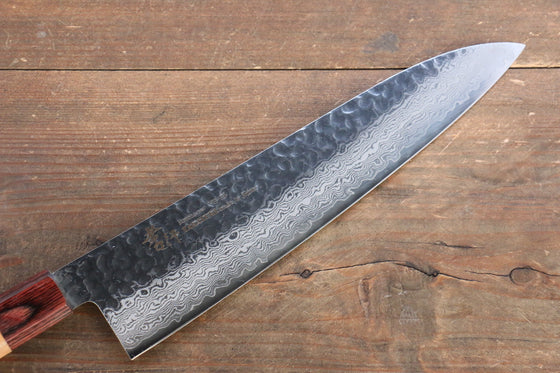 Sakai Takayuki VG10 33 Layer Damascus Japanese Chef Knife Sujihiki 240mm, Gyuto 240mm& Petty 150mm Set with Keyaki Handle(Japanese Elm) - Japanny - Best Japanese Knife
