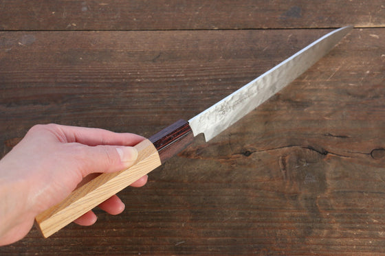 Sakai Takayuki VG10 33 Layer Damascus Japanese Chef Knife Santoku 170mm & Petty 150mm Set with Keyaki Handle(Japanese Elm) - Japanny - Best Japanese Knife