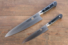  Iseya Molybdenum Steel Petty Knife 150mm & Gyuto Knife 210mmwith Black Micarta handle Set (Ferrel : Stainless Steel) - Japanny - Best Japanese Knife