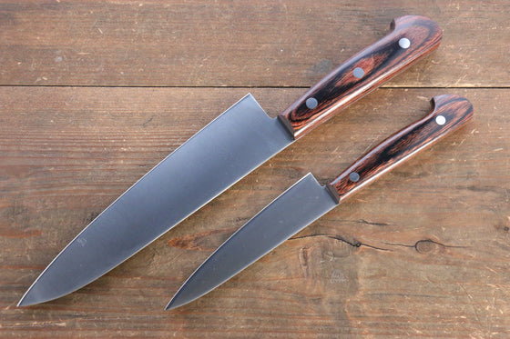 Iseya Molybdenum Steel Petty Japanese Chef Knife 120mm & Gyuto Knife 180mm with Mahogany Handle Set - (Super Deal) - Japanny - Best Japanese Knife