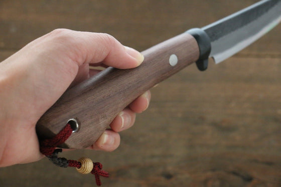 Tsukasa Hinoura White Steel Kurouchi Hunter Knife 105mm with Rose wood Handle - Japanny - Best Japanese Knife