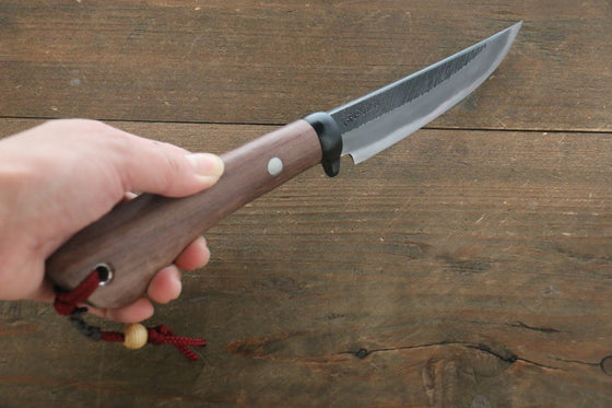Tsukasa Hinoura White Steel Kurouchi Hunter Knife 105mm with Rose wood Handle - Japanny - Best Japanese Knife