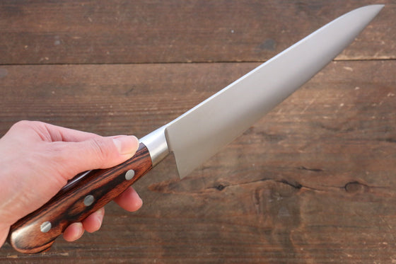 Iseya Molybdenum Steel Petty Japanese Chef Knife 120mm & Gyuto Knife 210mm with Mahogany Packer wood Handle Set (Ferrel : Stainless Steel) - Japanny - Best Japanese Knife
