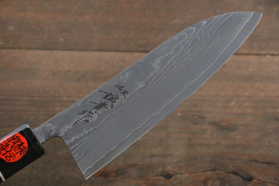 Shigeki Tanaka R2/SG2 Damascus Santoku Japanese Knife 165mm Ebony Wood Handle - Japanny - Best Japanese Knife